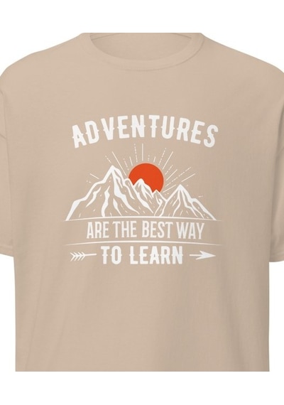 Wildstyle Adventures Are The Best Way To Learn Baskılı Kamp Doğa Unisex Pamuklu Tişört Camel