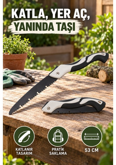 53 Cm Katlanır Budama Testeresi Pelikan El Testeresi Bahçe Dal Ve Ahşap Kesimi Ergonomik Saplı Büyük