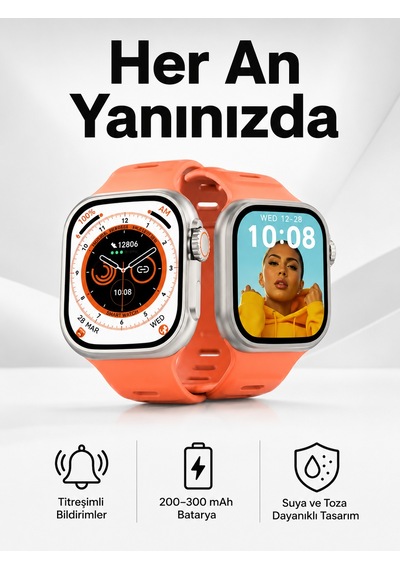 Akıllı Saat Gps, Sağlık Ve Uyku Takibi Arama Cevaplayan Bluetooth Bağlantılı Kopya Turuncu