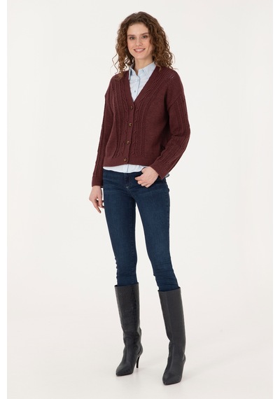 U.s. Polo Assn. Kadın Plum Hırka Triko 50309657-vr177 New Plum