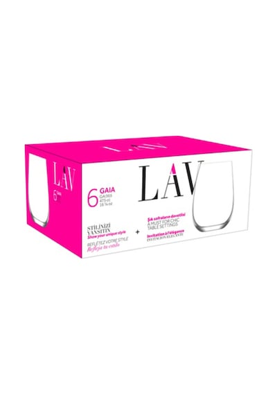 Lav Gaia Cam Kırmızı Şarap Kadehi 6'lı 475 ml (Meşrubat/Şarap Bardağı )