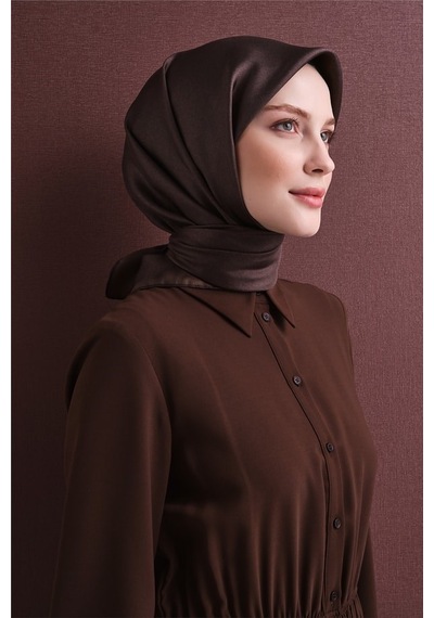 Armine İpek Eşarp 2027 Kış - 9601-86 Kahverengi Twill
