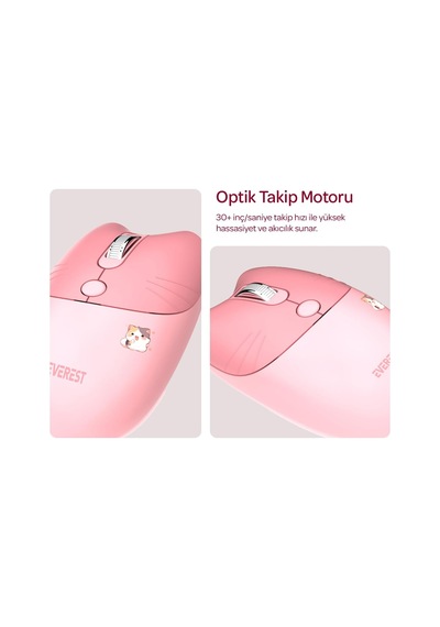 Km-6285 Catty Mini Wireless-bluetooth Kablosuz Ultra Sessiz Özel Tasarımlı Q Klavye Mouse Set Pembe Diğer