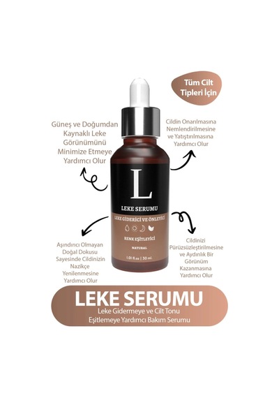 Leke Serumu Cilt Tonu Eşitleyici, Aydınlatıcı, Nemlendirici Bakım Serumu - Arbutin + Vitaminc 30ml