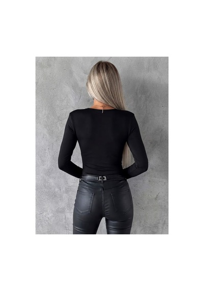 Butik İstanbul Kadın Uzun Kollu V Yakalı Viskon Bluz Siyah