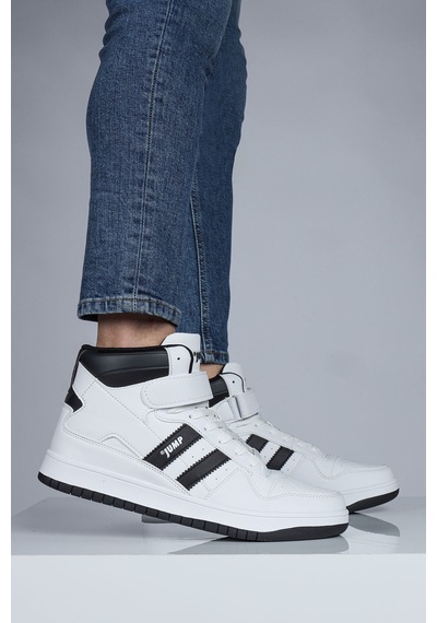 Jump 28504 Yüksek Bilekli Beyaz - Siyah Erkek Sneaker Günlük Spor Ayakkabı Beyaz - Siyah