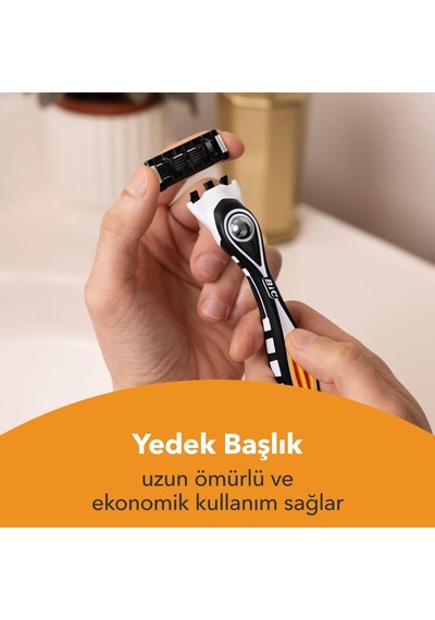 Hybrid 5 Flex Erkek Tıraş Bıçağı 1 Sap Ve 2 Yedek Başlık 5 Bıçak , 5 Nano Teknolojik Titanyum Bıçak, E Vitamini İle Zenginleştirilmiş Geniş Kayganlaştırıcı Bant