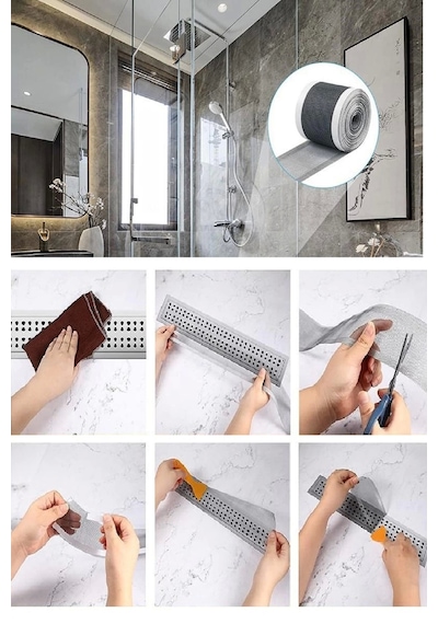 4 Metre Yapışkanlı Banyo Gider Koruyucu Saç Toplayıcı Gider Böcek Koruyucu Gider Süzgeci