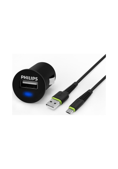 Philips Usb Araç Şarj Cihazı 2.1a + Micro Usb Şarj Kablosu 1.2 Mt 1 Adet