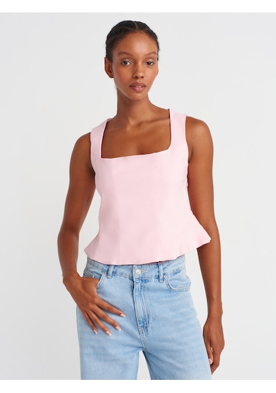 Dilvin 50860 Peplum Korse Top-toz Pembe Toz Pembe