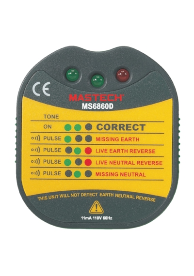 Mastech Ms6860d Priz Test Cihazı Siyah Ve Yeşil
