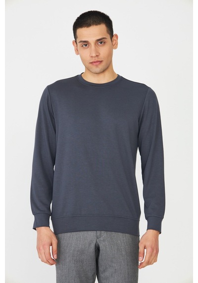 White Stone Antrasit Basic Bisiklet Yaka Erkek Sweatshirt Antrasit