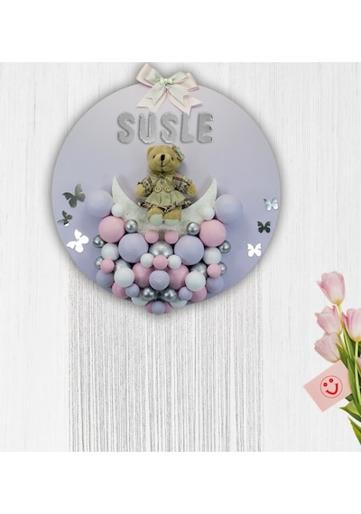 Süslebabypartystore Bubble Daire Kapı Süsü, 35 Cm - Lila Çok Renkli