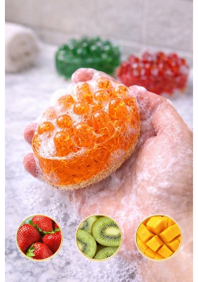 Doğal Kabak Lifli Masaj Sabunu 3 Lü Set Çilek,mango Ve Kivi Karışık Meyve
