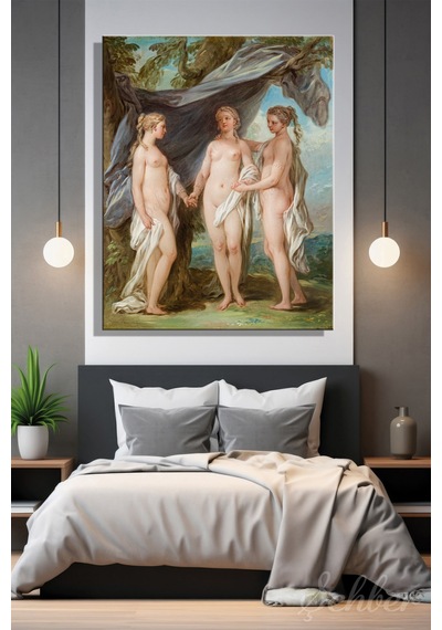 Charles-andré Van Loo'nun The Three Graces Adlı Eseri Dikey Kanvas Tablo 4320 Çok Renkli