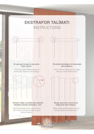 Br Favolli Kadife Dokulu Turuncu Ada Fon Perde Ekstrafor Büzgülü Dream Series Turuncu
