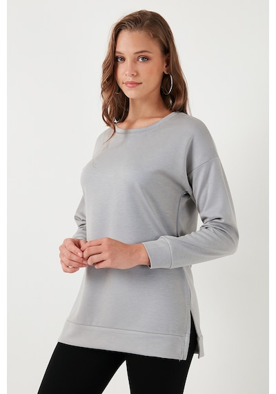 Lela Streç Oversize Fit Bisiklet Yaka Modal Kumaş Bayan Sweat 5865877 Gri