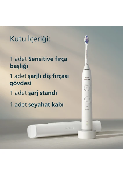 Philips Sonicare 6100 Şarjlı Diş Fırçası, 21 Gün Şarj, 10 Kat Plak Temizliği, Işıklı Basınç Sensörü, Ektra Nazik, 6 Mod, Seyahat Kabı, Beyaz, Hx7400/06