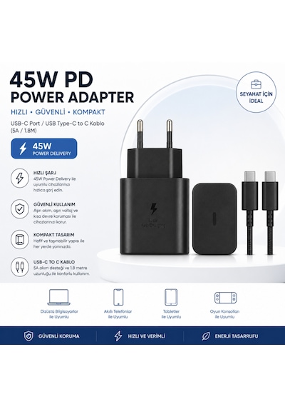 45w Typc-e To Typc-e Pd Set SİYAH