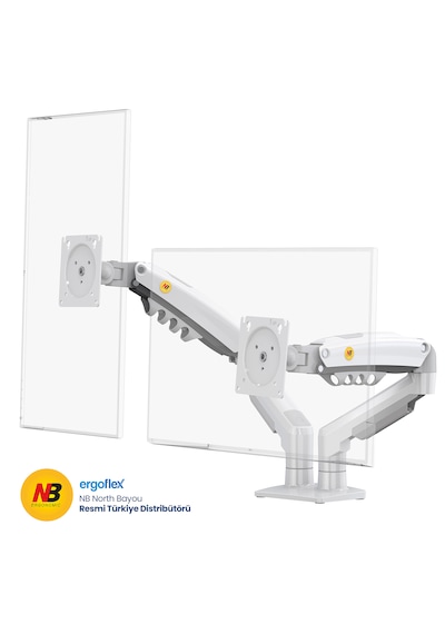 Nb Ergonomic Nb F160 17-27inch Cift Kol 2-9 Kg Amortisorlu Monitor Standı Beyaz