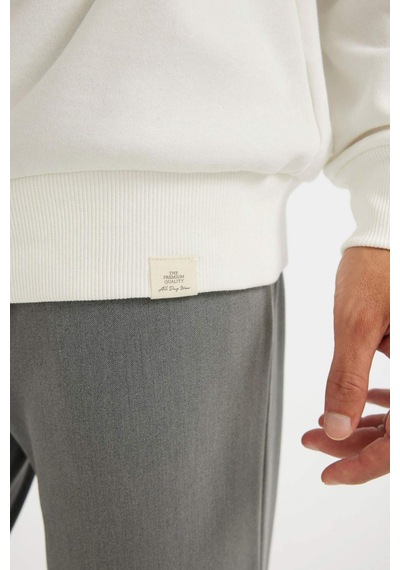 DeFacto Oversize Geniş Kalıp Bisiklet Yaka Kalın Basic Düz Sweatshirt T5139AZ24AUWT32