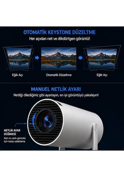 Mini Android 11 Projeksiyon Cihazı Hd 1280x720, Wifi 2.4g/5g, Hdmı Usb Destekli Taşınabilir Ev Sinema Projeksiyon
