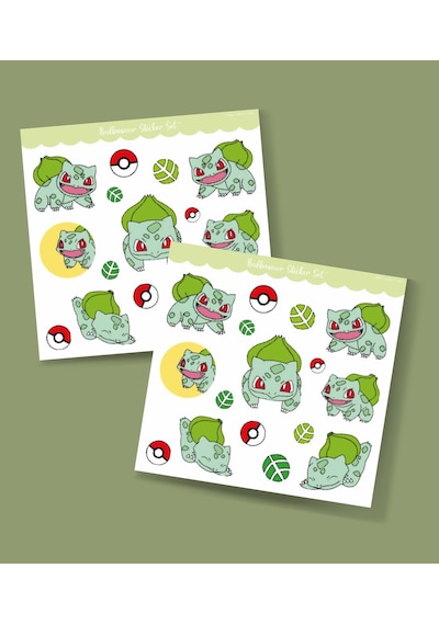 Pokemon Sticker Set -2'li- Balbazar Bulbasaur Etiket Kağıdı - Süsleme Telefon Etiketi Minithingsart