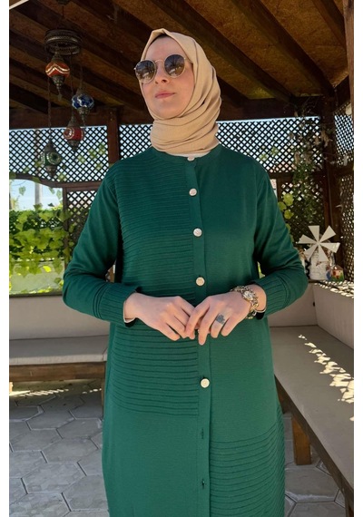 Rabia Şamlı Manolya Zümrüt Triko Hırka Çok Renkli
