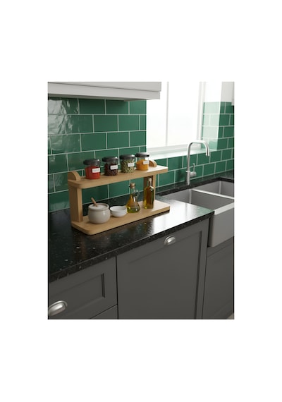 Mut101 Raflı Baharatlık, Mutfak Rafı, Tezgah Üstü Organizer, 2 Katlı, S.meşe Safir Meşe - 839710000 Safir Meşe