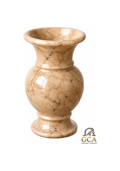 Gca Exclusive Kahverengi Bej Mermer Dekoratif Vazo Krem - 886704888