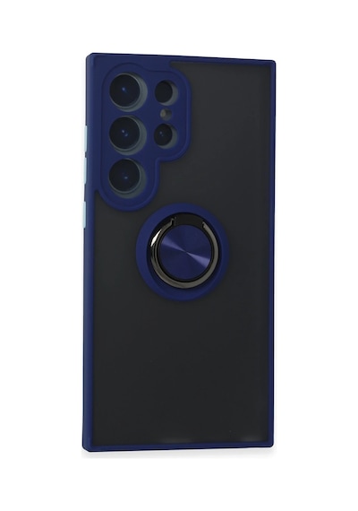 Newface - 689 - Samsung Galaxy Uyumlu S24 Ultra Kılıf Montreal Yüzüklü Silikon Kapak - Csmo-tex - - Lacivert
