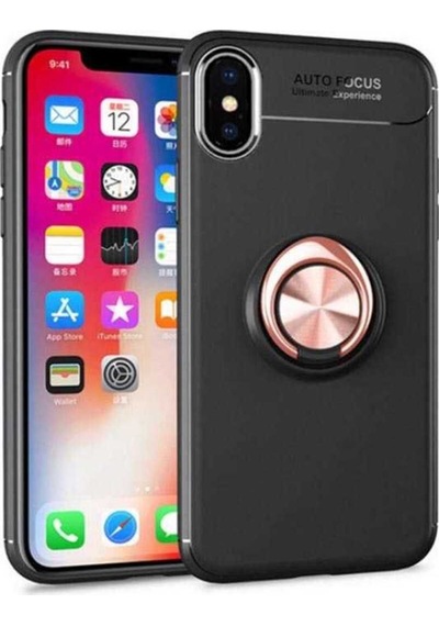 Apple Uyumlu iPhone Xs Max 6.5 Kılıf Zore Ravel Silikon Kapak Siyah-Rose Gold
