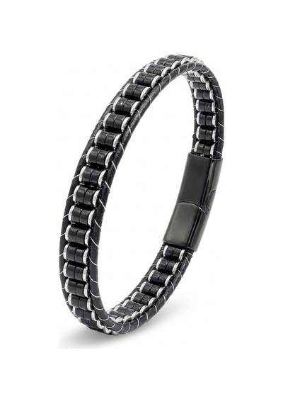 Moncuk Design Oniks & Hematit Çelik Örgülü Deri Bileklik 33512b22d2 Çok Renkli