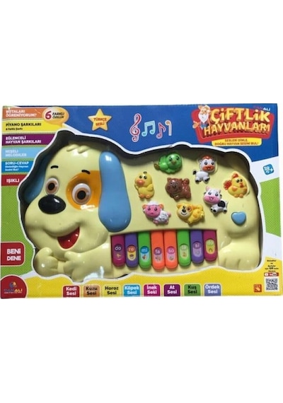 Türkçe Sesli Eğitici Köpek Figürlü Çiftlik Hayvanları Müzikli Piyano Cnl-2223