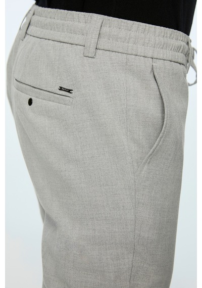 Morven Erkek Gri Poliviskon Trend Düz Slim Fit Jogger Pantolon 26ms003040100 Gri