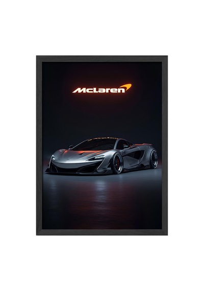 Mclaren 570s Siyah Ahşap Çerçeveli Poster, Dekoratif Araba Duvar Tablosu