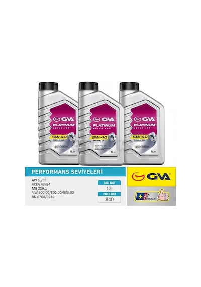 Motor Yağı 5w40 1 Lt Platınum Tam Sentetik Apı Sl / Cf 12 Adet