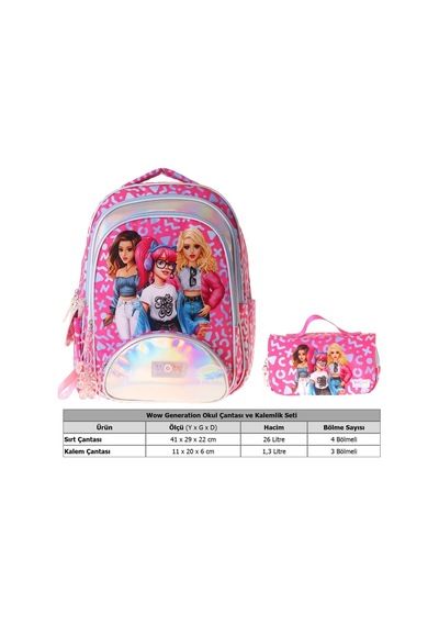 Wow Generation Girl Friends Kız Çocuk Kırmızı İlkokul Okul Çantası Ve Kalemlik Seti - Setwg-w6059c