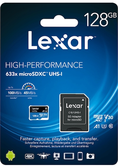 Lexar High Performance 633X 128GB MicroSDXC Class 10 UHS-I Hafıza Kartı + Adaptör