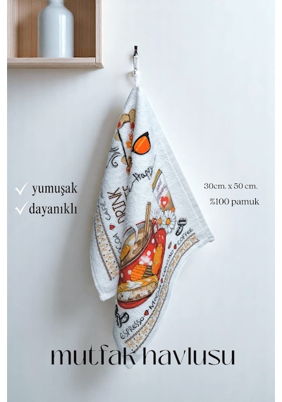 4lü Paket Baskılı Beyaz Mutfak Havlusu Modeli Read Books
