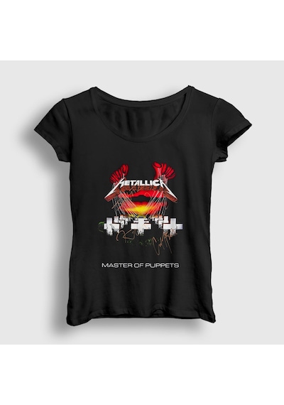 Presmono Kadın Master Of Puppets Metallica T-shirt Siyah