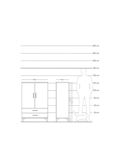 Hyperion Dolap Tek Raflı 2 Çekmeceli Tek Askılı 88x44x134 Çam-çam Atlas Çam