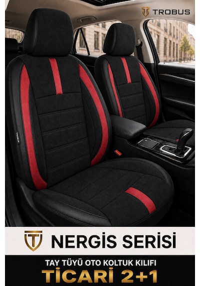 Renault Clio 5 2020 Ve Sonrası Uyumlu Nergis Serisi Kırmızı Oto Koltuk Kılıfı