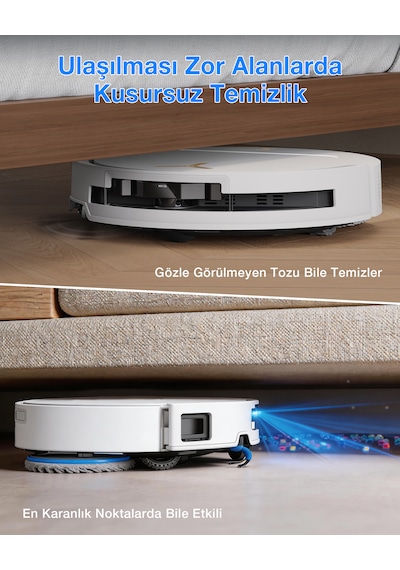 Ecovacs Deebot T50S Pro Omni Robot Süpürge 25.000 Pa Emiş Gücü Beyaz