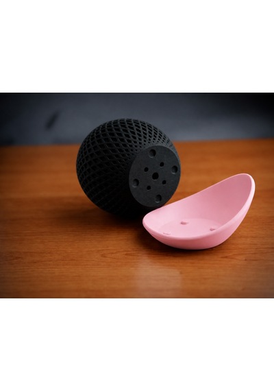 3d Baskı Küre Saksı - Kafes Dokulu İki Parçalı Dekoratif Saksı - Siyah-pembe Çok Renkli
