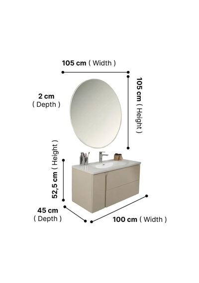 Kobos Future 100 Cm Banyo Dolabı Seti Vanilla Grey Vanilya Kobos Future 100 Cm Banyo Dolabı Seti Vanilla Grey Vanilya