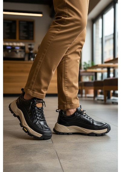 Guja Siyah Hakiki Deri Bağcıklı Erkek Sneaker 25k570 M Siyah