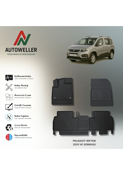 Peugeot Rifter 2019 Sonrası Uyumlu Havuzlu Oto Paspas