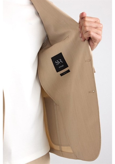 Süvari Bej Slim Mono Yaka Düz Torba Cep 6 Drop Takım Elbise Stk1006900002-bj3