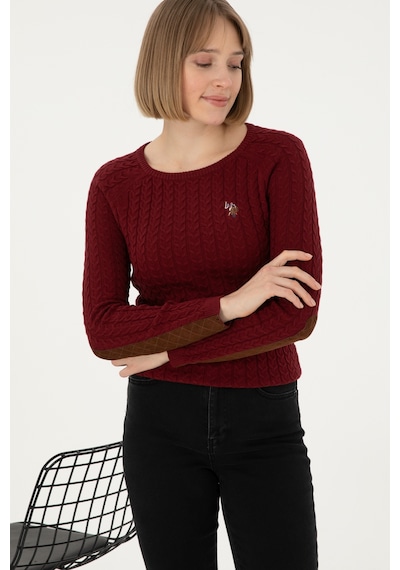U.S. Polo Assn. Kadın Bordo Basic Bisiklet Yaka Kazak 50288981-VR014